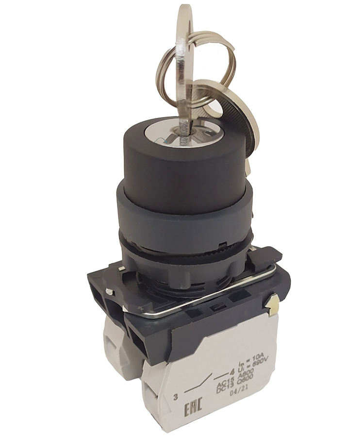 КПЕ 1111 -К УХЛ3, чёрный, 1но+1нз, ключ на 2 положения с фиксацией, IP40  (ЭТ) 