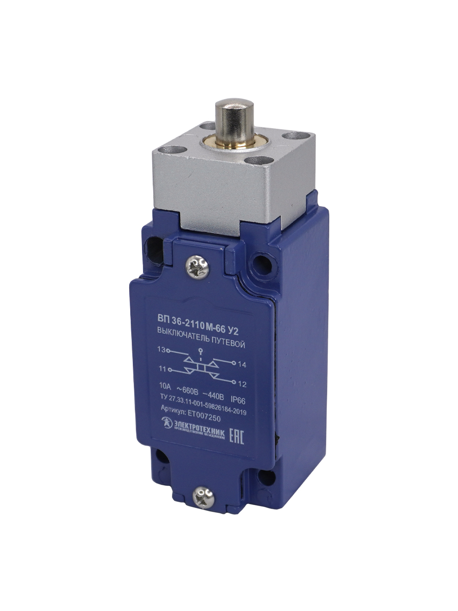 ВП 36-2110М-66 У2 (XCKJ161H29), толкатель, 1з+1р, мгновенный, 30х60 мм, без сальника, 3А, IP66  (ЭТ)