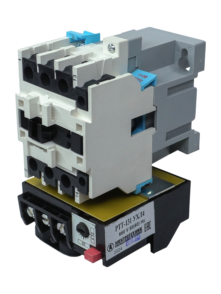 ПМ12-025200 УХЛ4 В, 110В, 1з, 25А, нереверсивный, с реле РТТ-131 21,2-28,7А, IP00  (ЭТ)(Китай)