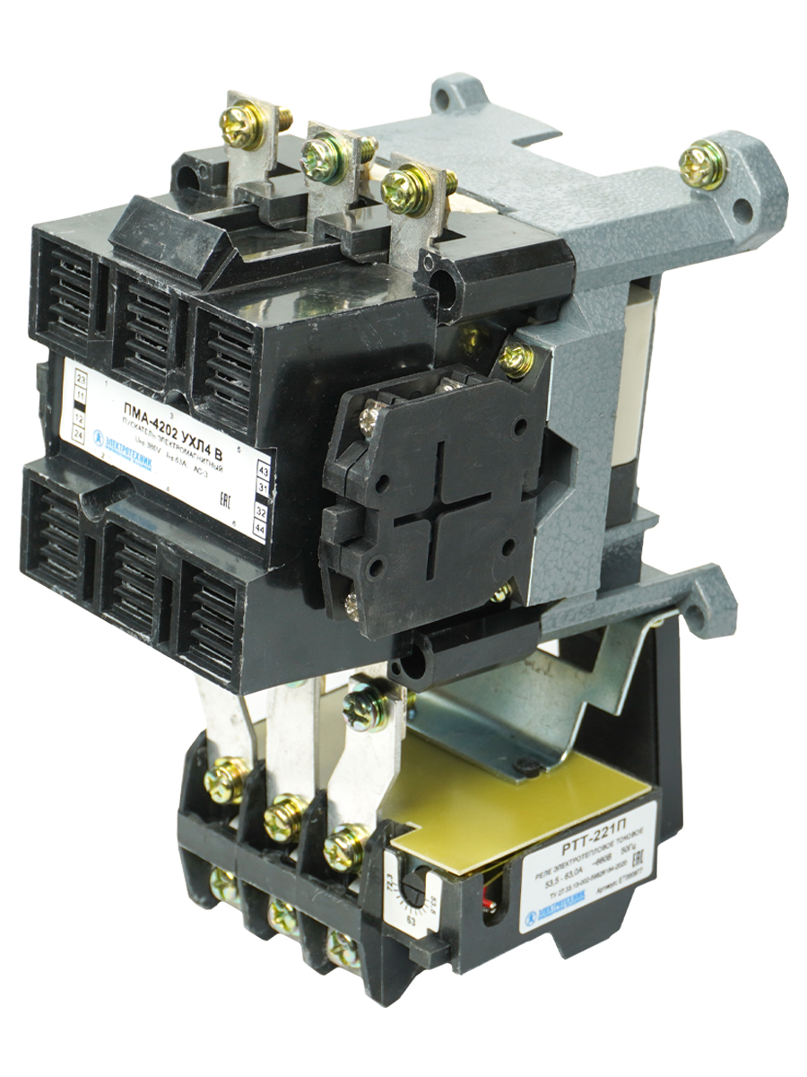 ПМА-4202 УХЛ4 В, 220В, 2з+2р, 63А, нереверсивный, с реле РТТ-221П 53,5-63,0А, IP00  (ЭТ)
