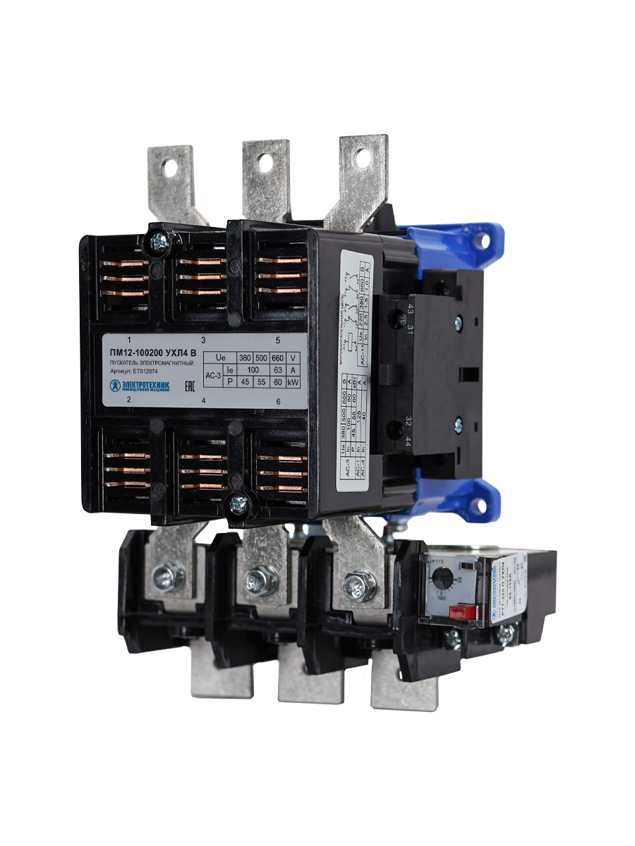 ПМ12-100200 УХЛ4 В, 110В, 2з+2р, 100А, нереверсивный, с реле 85-115А, IP00  (ЭТ)