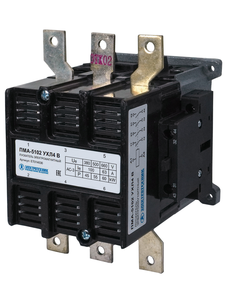 ПМА-5102 УХЛ4 В, 110В, 2з+2р, 100А, нереверсивный, без реле, IP00  (ЭТ)