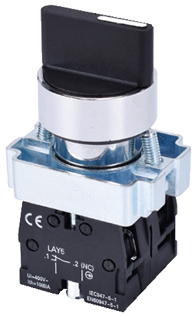 LAY5-BD33, 2НО, на 3 положения с фиксацией I-O-II, хром, d22мм  (ЭТ)