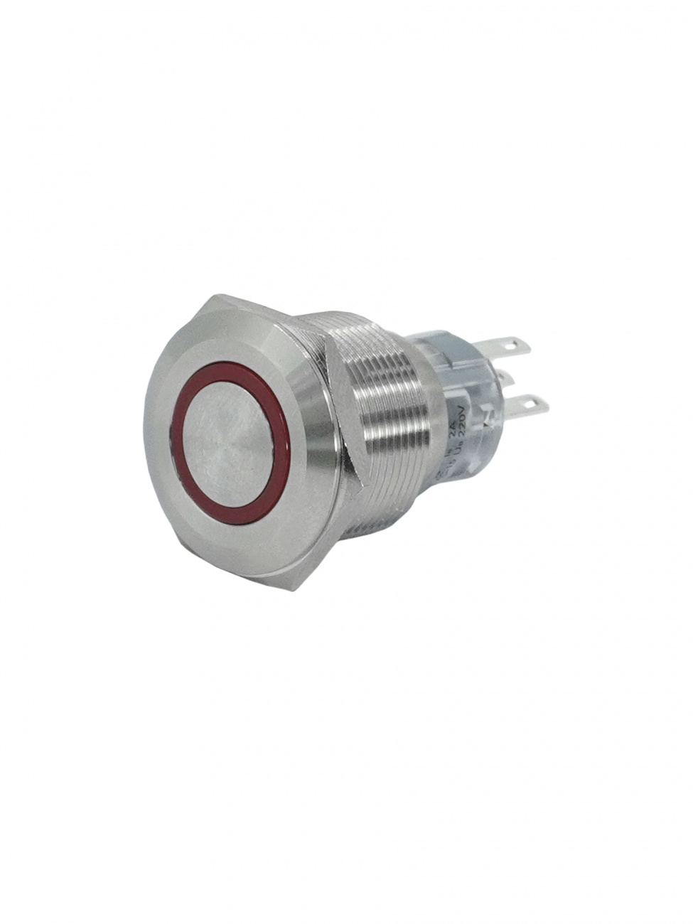 GQ22-L-11E/R/220V/S, красный, металл, 1C1NO1NC, цилиндр с подсветкой 220В AC/DC, d22мм, IP65  (ЭТ)