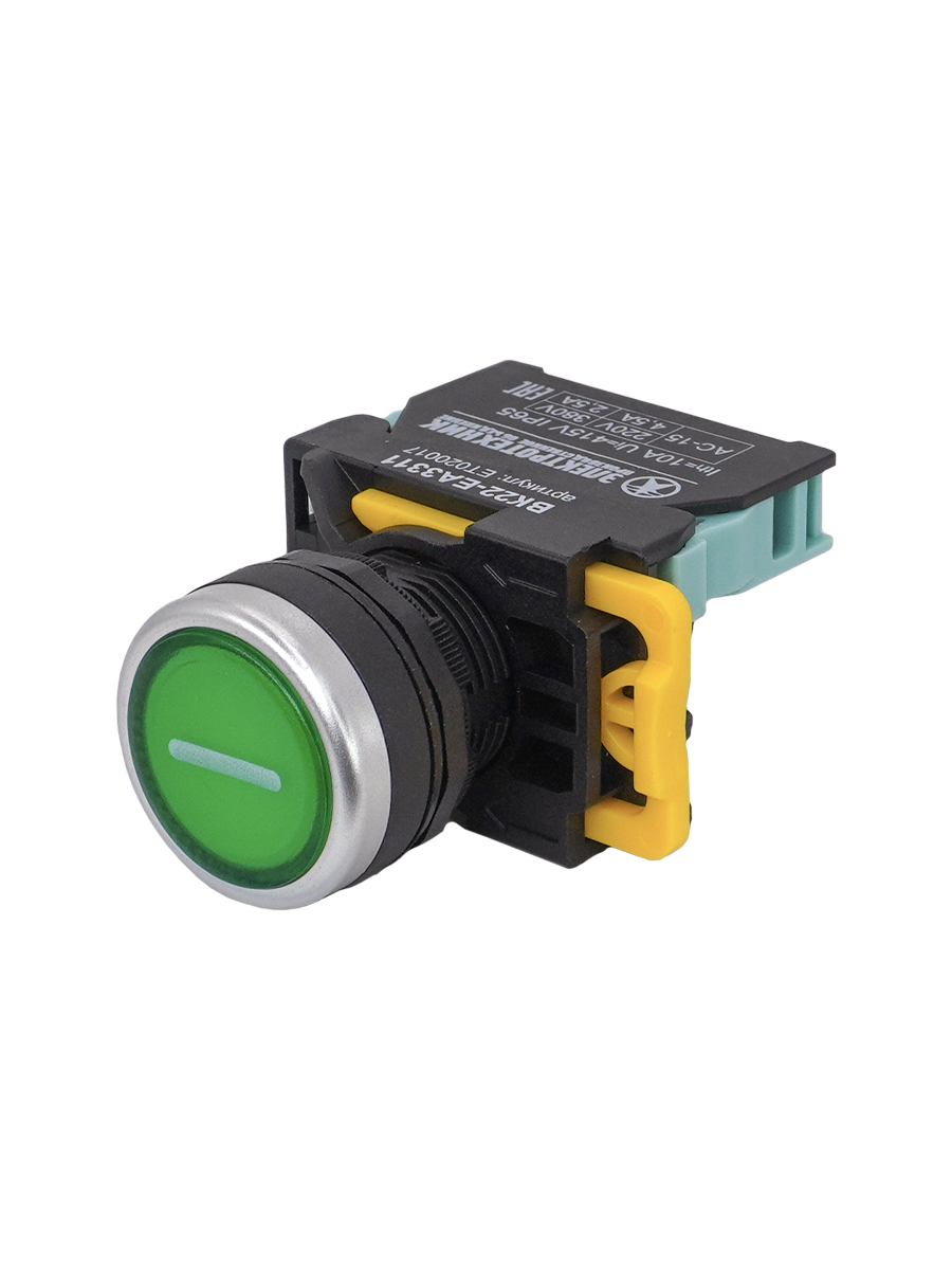 ВК22-EA3311-65У1, зелёный, с символом "I", 1НО, цилиндр, d22мм, IP65  (ЭТ)