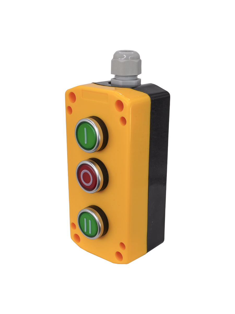 ПКУ22-3401-65У1, 2 зелёный цилиндр "I", "II" (НО+НО), 1 красный цилиндр "O" (НЗ), IP65  (ЭТ)