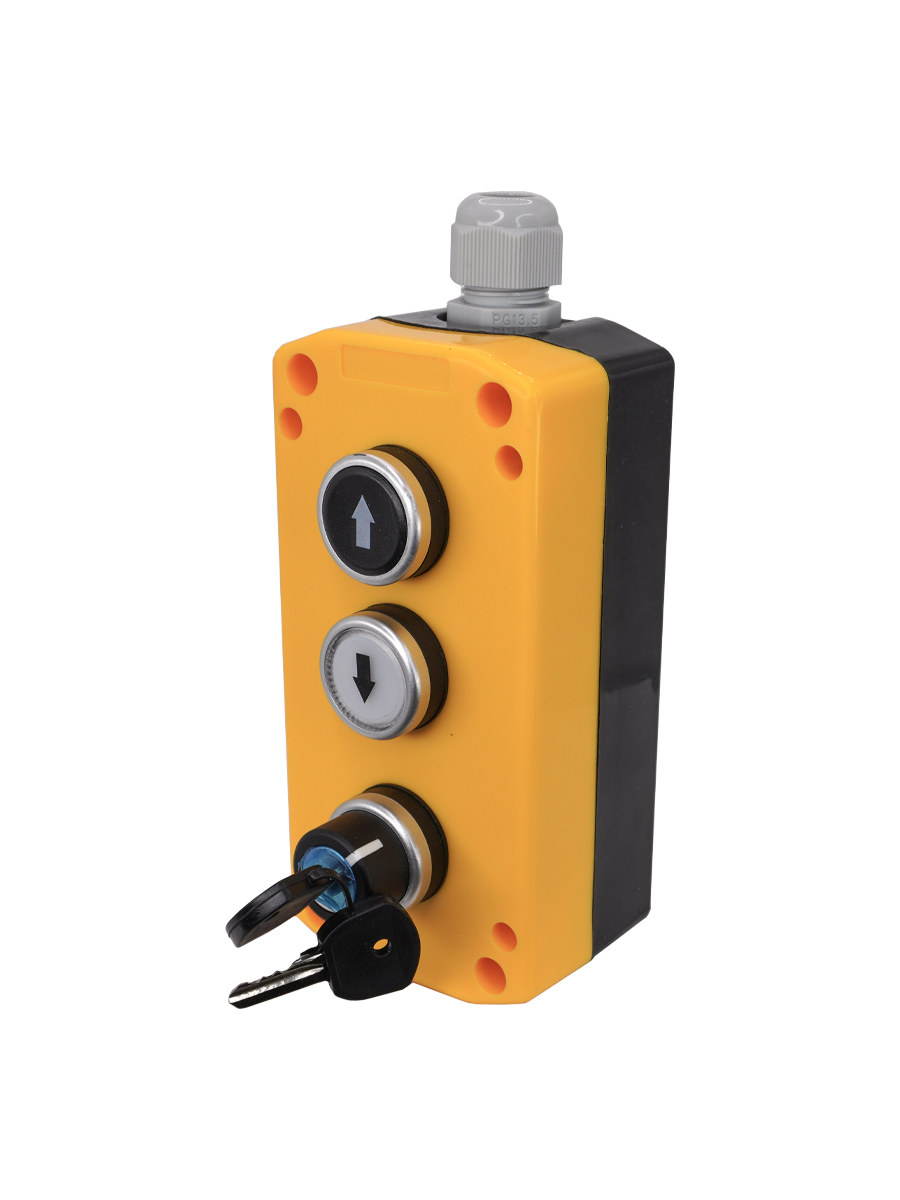 ПКУ22-3441-65У1,1 перекл.2 пол.фикс.ключ(НО),1 белый цилиндр"↑"(НО),1 чёрный цилиндр "↓"(НО), IP65 